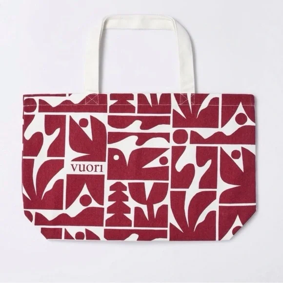 NWT Vuori Burgundy / White Graphic Tote - Picture 3 of 8